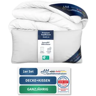 AM Qualitätsmatratzen Bettwarenbundle Mikrofaser 220/240 cm, Kissen 80/80 cm , Weiß , Textil , Uni , Füllung: Polyester , Rechteckig , 220x240 cm , Oeko-Tex® Standard 100 , Heimtextilien, Kopfpolster & Bettdecken, Bettdecken