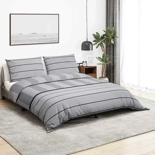 Bettwäsche-Set Grau 200x220 cm Baumwolle - Grau