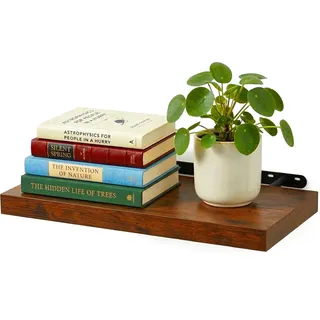 Relaxdays Wandregal 60 x 4 x 23 cm Braun/Schwarz