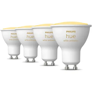 Philips Hue Vorteilspaket - GU10 - mit 4 Spots - Warm bis Kaltweißes Licht - Hue White Ambiance
