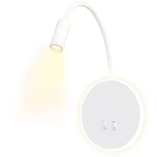 uksunvi LED-Wandleuchte Nachttisch-Lesewandleuchte 12W LED Wand-Leselampen verstellbarer Strahler 3W +9W 3000K Warmes Licht (Rund weiß)