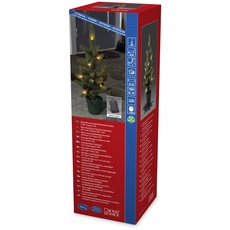 Konstsmide 3780-100 LED Weihnachtsbaum mit Tannenzapfen und Topf / für Außen (IP44) / Batteriebetrieben: 4xAA 1.5V (exkl.) / mit 6h und 9h Timer / 10 warm weiße Dioden / grünes Kabel, 45 cm