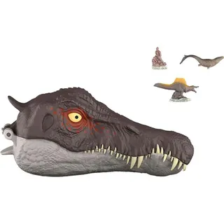 Jurassic World Rebirth, kleines Abenteuer-Spielset in Form eines Spinosaurus-Kopfes, interaktive Funktionen und Figuren, 4 Jahr(e), Braun, Grau, Kunststoff - Braun, Grau