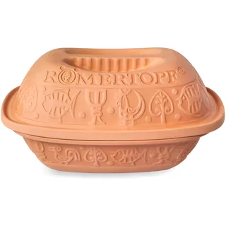 Römertopf Klassiker Bräter aus Naturton – Keramik-Dampfgarer 1,5 Liter – für 2 Personen – Ideal für Braten, Aufläufe & Brot – backofengeeignet & spülmaschinenfest