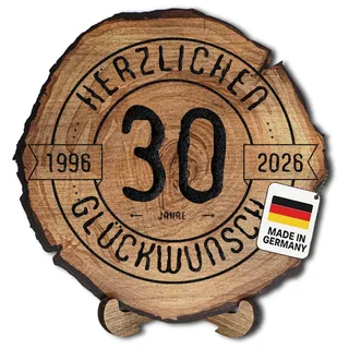 DARO Design – Baumscheibe mit Gravur für 30. Geburtstag – Geburtstags Geschenk aus Holz – Hochwertige Holz Geschenke mit Gravur ideal für Geburtstag – Dicke 6mm, Durchmesser 20cm – Made in Germany