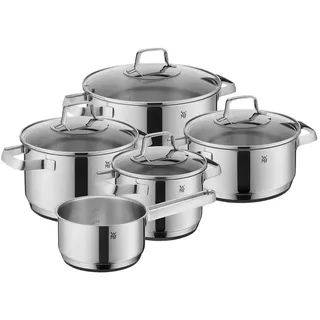 WMF Kochtopfset , Edelstahlfarben , Metall , 5-teilig , 16 cm , 2,5 l,1,5 l , Messskala, geschmacksneutral, säurefest, TransTherm®-Allherdboden,nicht backofengeeignet , Kochgeschirr, Töpfe, Topfsets