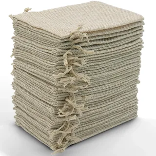 Leeyunbee 30 Stück 10 x 15 cm Jutesäckchen, Jute Beutel mit Kordelzug | Kleine, Leinen-Säckchen, zum Befüllen, Bemalen, für Schmuck, DIY, Adventskalender, für Hochzeit Party Weihnachte, Primärfarbe