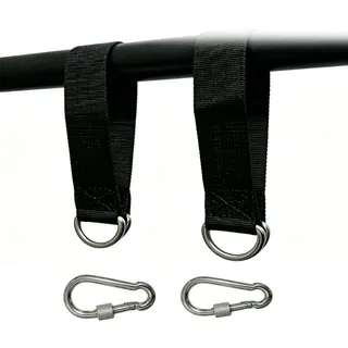 Hängematte Outdoor 2 Stück, Hängematte mit Gestell, Schaukel Befestigungsgurte, Mit Zwei D-Ringen, Nylon Aufhängung mit Karabinern für Schaukel und Hängematten
