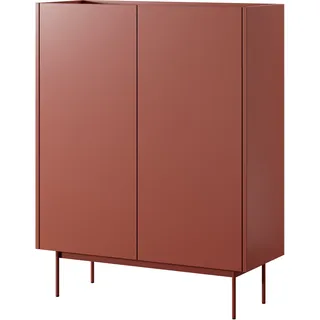 AX LIVING Kommode Schmal Hoch Orchis KD9 97cm Modern, Rot Ziegelrot - Rot
