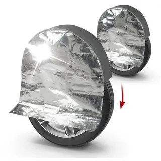 Walser 2X Reifen-Thermoabdeckung, 2 Stück Radschutzhüllen bis 17 Zoll/195mm, Radabdeckung-Set, Reifentaschen-Schutzhülle, Reifenabdeckung Silber