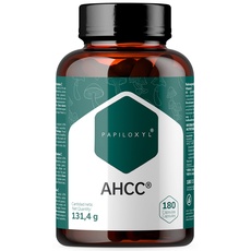 AHCC 180 Kapseln von Papiloxyl 500 mg pro Kapsel. Patentierter flüssiger Anbau von Lentinula Edodes (Shiitake). Exklusiv in Japan von Amino Up. Glutenfrei. Kein GMO