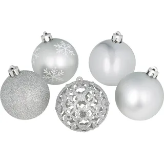 Weihnachtskugel-Set Kunststoff Ø 6 cm 25-teilig Silber