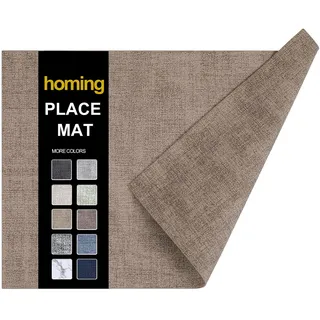 homing Kunstleder Hitzebeständige Tischsets 6er Set - Wasserdicht Abwischbar Dining PU Platzsets für Innen & Außen, Leicht zu reinigen - Camel