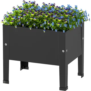 Balkon Hochbeet, Pflanzkasten & Blumenkasten, Pflanzbeet Kräuterbeet Blumenbeet, 41 x 31 x 35 cm, Frühbeet und Gewächshaus für Balkon Garten Terrasse, Schwarz