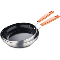 SAN IGNACIO Compact | Grillpfanne und Wok Set | Aus Geschmiedetem Aluminium | Doppel-Beschichtung | Silikongriff | Küchen Zubehör | Für Alle Herdarten