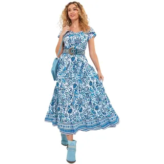 Joe Browns Damen Maxikleid mit kontrastierendem Bordüren-Print Kleid, blau, 36