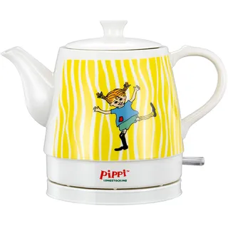 Pippi Langstrumpf Keramik-Wasserkocher - 0,8 Liter - Happy Pippi Design - Weiß