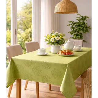 KAMACA Tischdecke Blüten Meer Fleckschutz wasserabweisend Lotus Effekt Tischwäsche Küche Esstisch Frühling Sommer abwaschbar Tisch Dekoration (Tischdecke 160x220 cm eckig, grün)