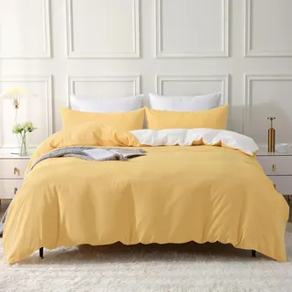 SOULFUL 4tlg. Bettwäsche-Set 135x200 Baumwolle Gelb Reißverschluss