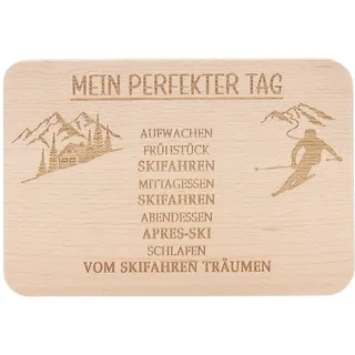 Spruchreif · Frühstücksbrettchen Skifahren · Brotzeitbrett mit Gravur · Geschenke für Skifahrer · Geschenk Ski