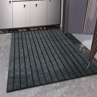 Swsen Schmutzfangmatte - Rutschfester Fußmatte für Haustür Innen und Außen - Waschbarer Schuhmatte mit äußerst Starker Schmutz und Feuchtigkeitsaufnahme, Grau, 50 x 80 cm