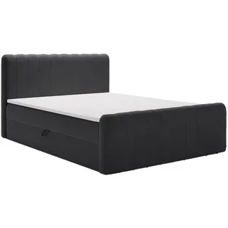 Graingold Boxbett Osteno 160x200 Schwarz , Textil , 160x200 cm , Schlafzimmer, Betten, Boxspringbetten