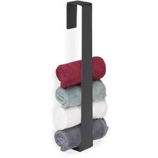 Relaxdays Handtuchhalter ohne Bohren Edelstahl Schwarz