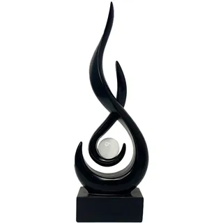 Kamanan Flamme Skulpturen Dekor, Moderne Flammenskulptur mit Glaskugel für Wohnzimmer, Abstrakte Kunst Skulpturen Dekor für Esszimmer Couchtisch Weinschrank Büro Bücherregal (Schwarz)
