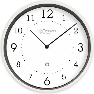 Miraval Design Funk-Wanduhr, 250 mm, Kunststoffgehäuse, weißes Zifferblatt, Quarzuhrwerk, DCF77-Funksignal weiß,