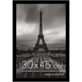 Americanflat 30x45 cm Bilderrahmen aus MDF-Holz mit bruchsicherem Plexi-Scheibe - 45x30 cm Fotorahmen mit integrierter Aufhängung - für vertikale oder horizontale Wandmontage - Schwarz