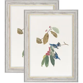 YoHyien Bilderrahmen Vintage A4 2er Set, Retro Fotorahmen zum Aufhängen und Aufstellen, Shabby Chic Postkarten Rahmen für Den Schreibtisch, Picture Photo Frame for Wall (Weiß, 21 x 30 cm)