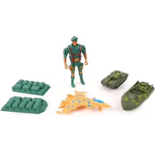 FLYPOP'S - Militärpuppe - Soldat - 027716 - Grün - Kunststoff - Mannequin - Kinderspielzeug - Geschenk - Geburtstag - Flugzeug - Krieg - Panzer - Boot - 12 cm - Ab 3 Jahren