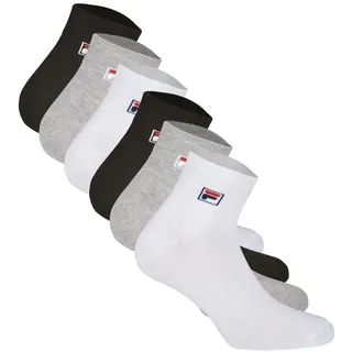 Fila Sneakersocken 6er Pack Schwarz/Weiß/Grau 39-42