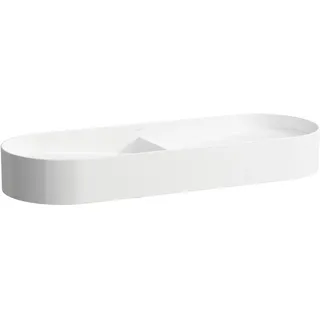 LAUFEN Sonar Doppelwaschtisch-Schale, ohne Hahnloch, ohne Überlauf, 1000x370mm, inklusive Keramikabdeckung für Ablaufventil, weiß, H8123480001121, Farbe: Weiß