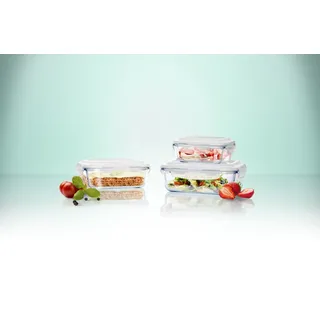 Click`n Store Click`n Store Frischhaltedosen Glas Set Gefrierdosen BPA frei