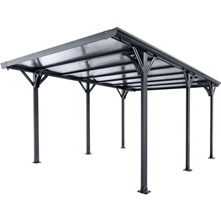 Juskys Einzel-Carport 5,05 x 3,03 m Dunkelgrau inkl. Regenrinne
