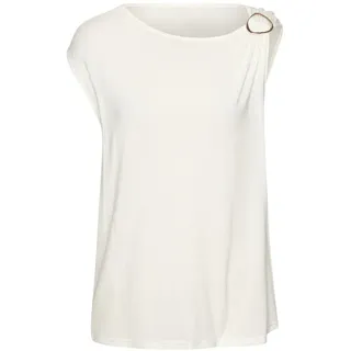 VIVANCE Kurzarmshirt mit Zierschnalle, Sommertop, casual, beige