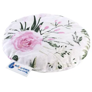 Medi Partners Kirschkernkissen Mikrowelle für Babys 180g rund 15cm Körnerkissen Wärmekissen 100% Baumwolle Öko Natur - Kirschkernkissen Wärme + Kältetherapie Massagetherapie (rosa Blüten)