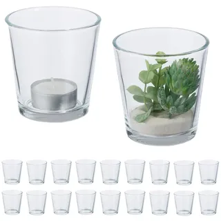 Relaxdays Teelichthalter 20er Set Glas Transparent