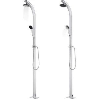 vidaXL Gartendusche mit Brauner Bodenplatte 220 cm Aluminium - Braun