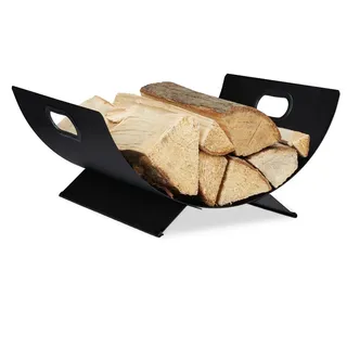 Relaxdays Kaminholzkorb 40,5 x 33 x 18,5 cm schwarz