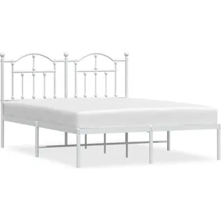 vidaXL Bettgestell mit Kopfteil Metall Weiß 140x200 cm - Weiß