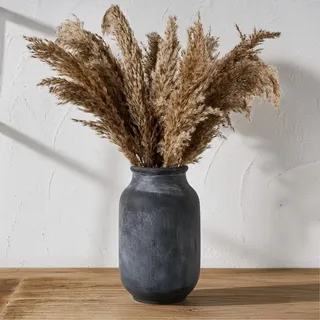SIDUCAL Rustikale Bauernhaus-Blumenvase | 24,1 cm große Keramikvase | Pampasgrasvase | Moderne Bauernhaus-Dekorvase für Heimdekoration, Tisch, Wohnzimmerdekoration, Regaldekoration, Kaminsims, Schwarz