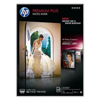 HP Premium Plus Fotopapier glänzend weiß, A4, 300g/m2, 20 Blatt (CR672A)