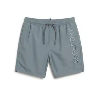 Superdry für Herren. M3010227A Premium bestickter Badeanzug grau (M), Strandbekleidung, Nachhaltig, Recyceltes Polyester