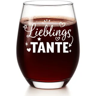 Diztoud Tante Geschenk Weihnachten, Lieblingstante Weinglas, Geschenke für Tanten, Auntie zu Geburtstag, Muttertag, Personalisierte Geschenke für Beste Tante, Weihnachtsgeschenke, 550ml Weingläser