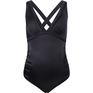 Umstandsbadeanzug DORINA "Fiji", Damen, Gr. S, N-Gr, schwarz, Microfaser, Obermaterial: 82% Polyester, 16% Elasthan, 2% Polyamid, unifarben, Badeanzüge Umstandsbadeanzug, Mikrofaser, ohne Bügel, tiefer V-Ausschnitt, breite Träger