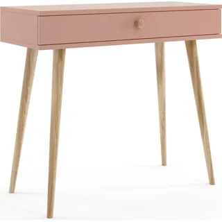 Bettso Schminktisch Konsolentisch mit Schublade auf hohen Holzbeinen für Schlafzimmer, Jugendzimmer 90 x 80 cm IKON Rosa - Rosa