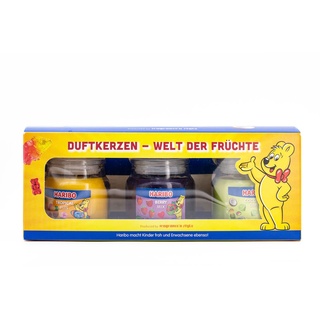 Haribo Duftkerzen Geschenkset | Frucht Power | 3x Duftkerzen Fruchtig | Geschenke für Frauen | Kerzenset für Zuhause | 3x85g Duftkerzen im Glas