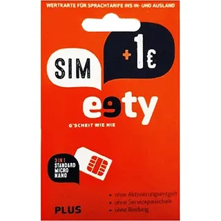 eety PLUS Startpaket - Triple-Simkarte + 1 Guthaben, Prepaid